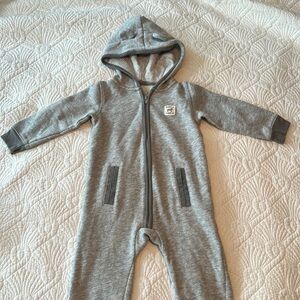 Gray Hooded and Zip up long sleeved body suit